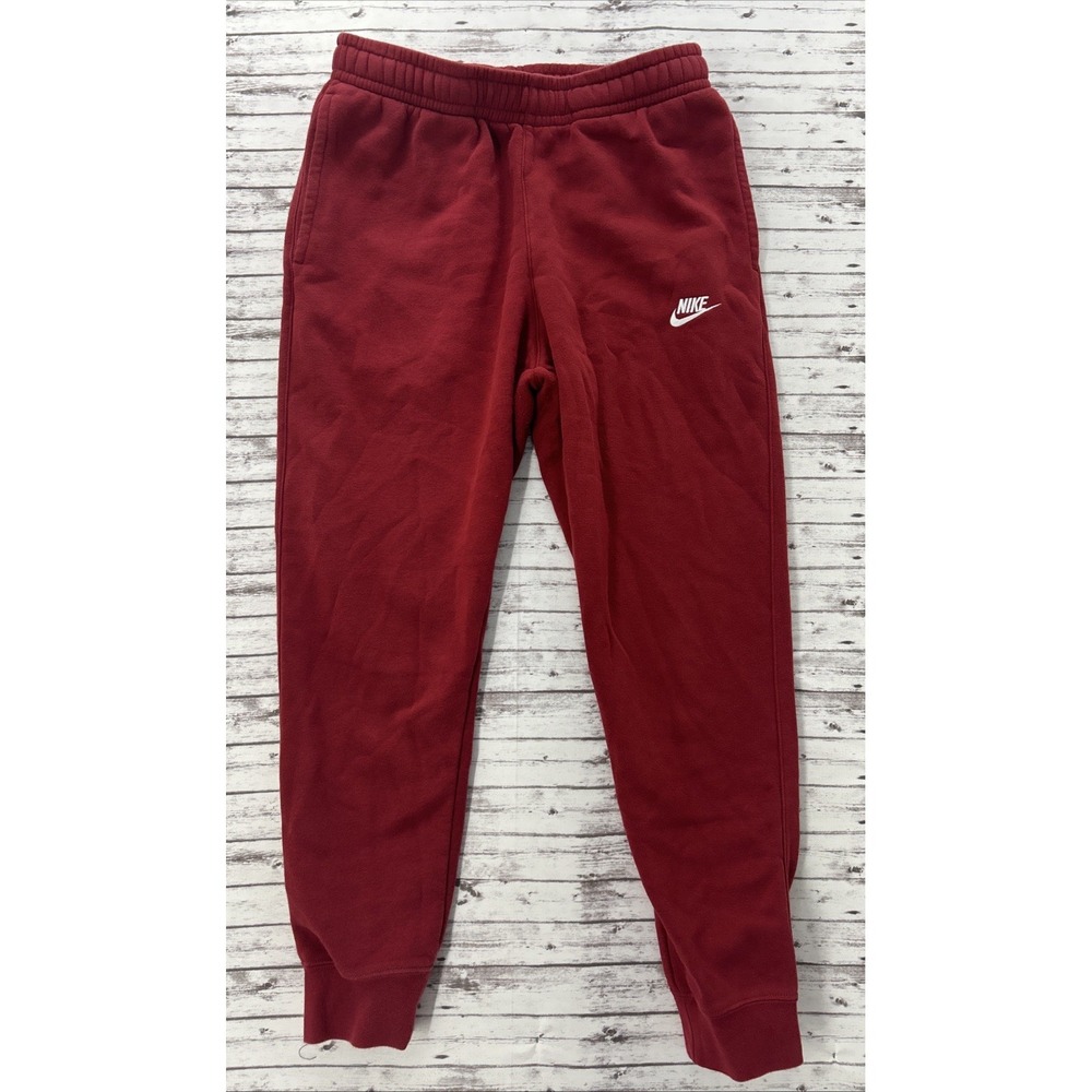 Nike Sweatpants Mens Medium Red Sportswear Club Fleece Joggers Gym BV2671-690